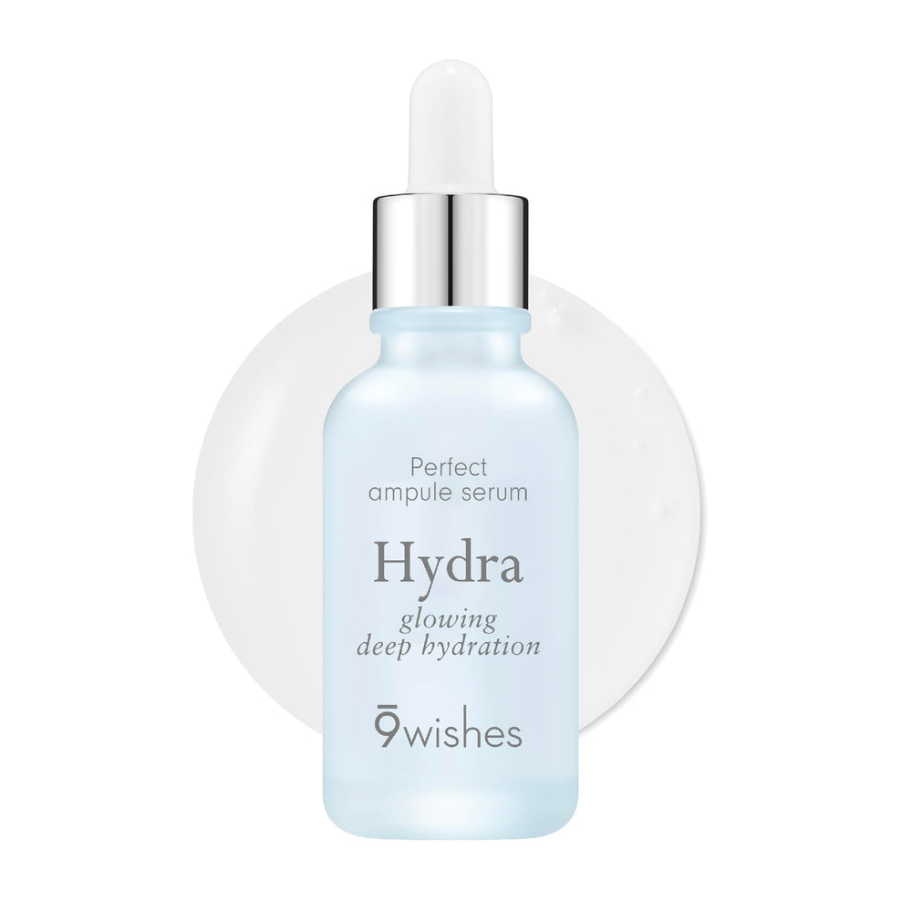 9 Wishes front bottle image showing sleek packaging and clear hydration benefits