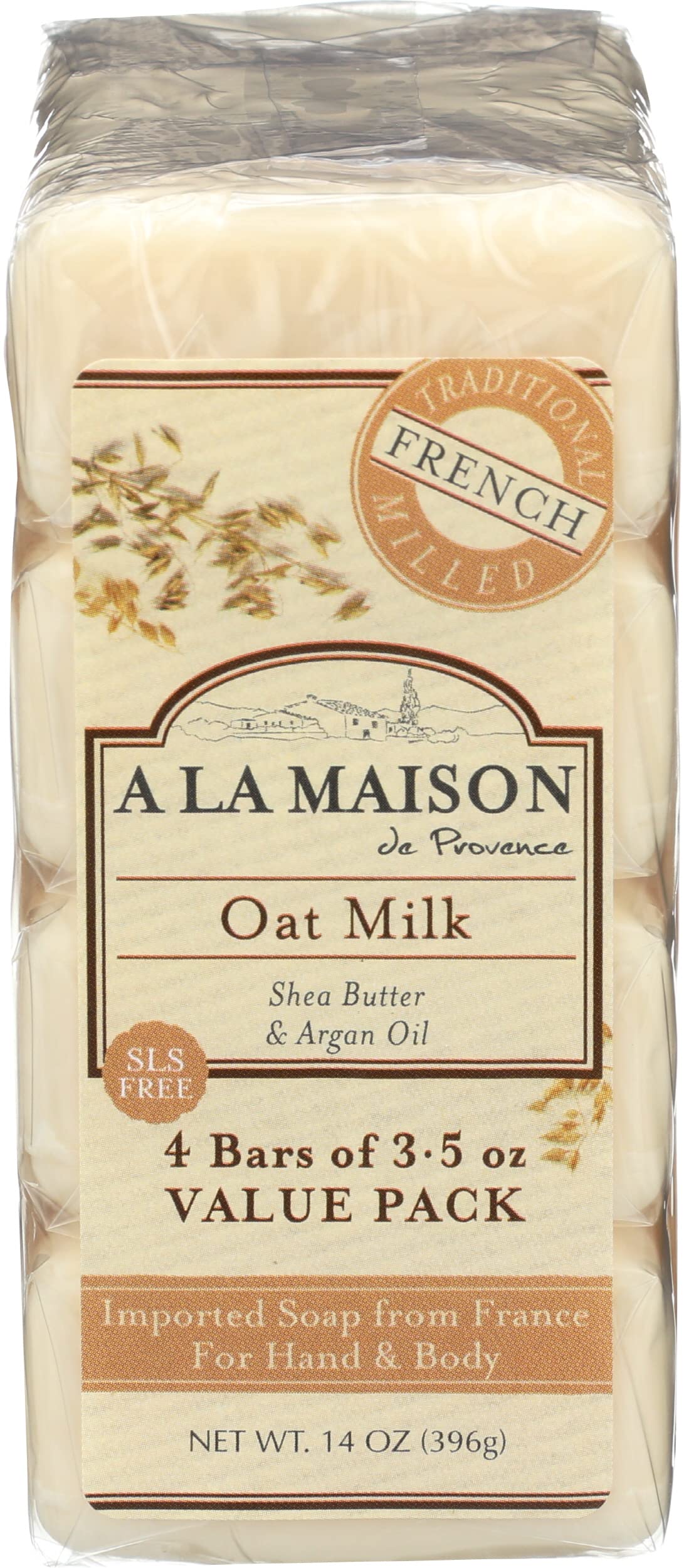 A LA MAISON front packaging shows four oat milk bars and conveys value