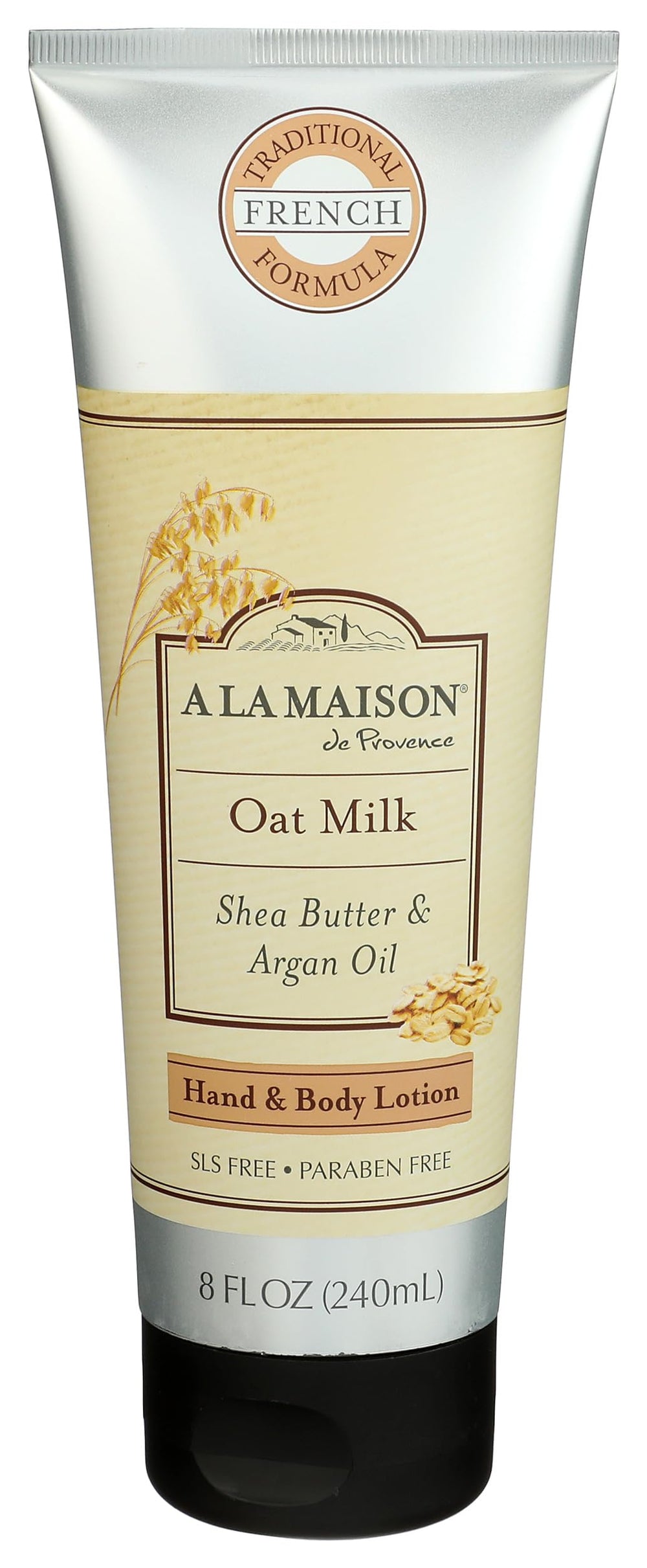 A LA MAISON front packaging showing oatmilk lotion benefits