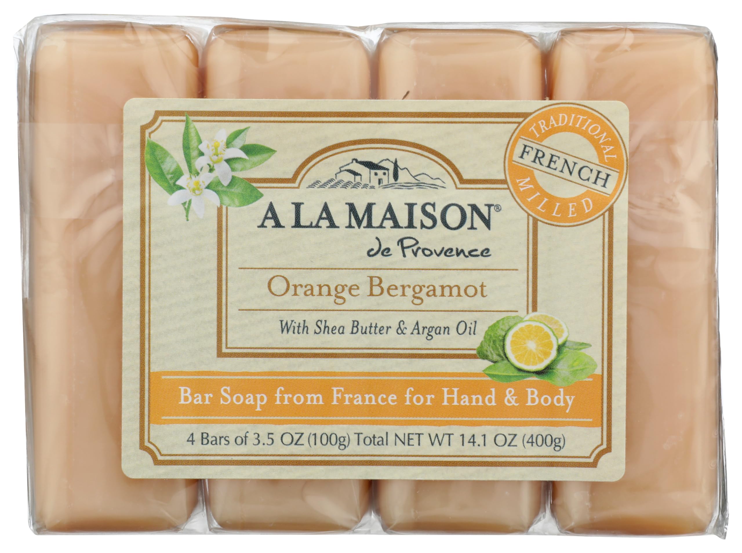 A LA MAISON front packaging showing four bars and citrus scent appeal