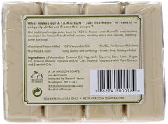 A LA MAISON close-up of Rosemary Mint bar lather demonstrating creamy moisturizing foam