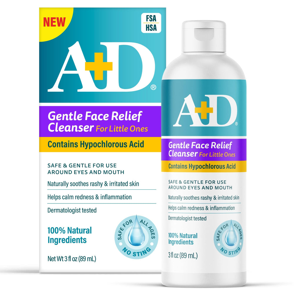 A+D front packaging 3 oz showing compact bottle and clear label for portability