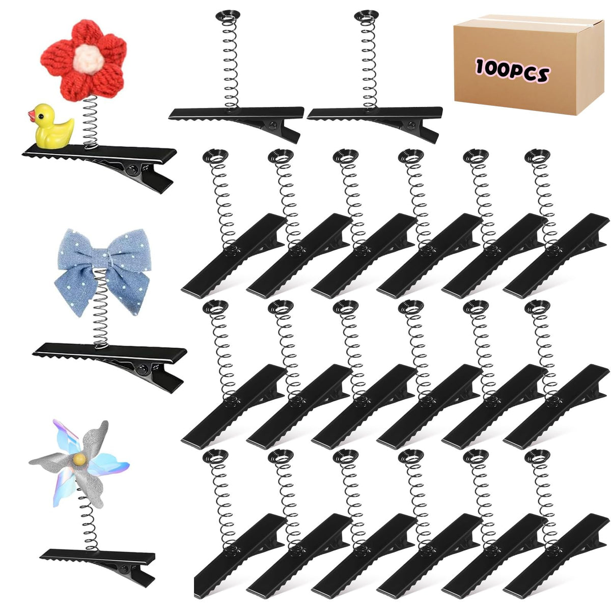 Abaodam front package of 100 black metal duckbill clips, convenient bulk supply