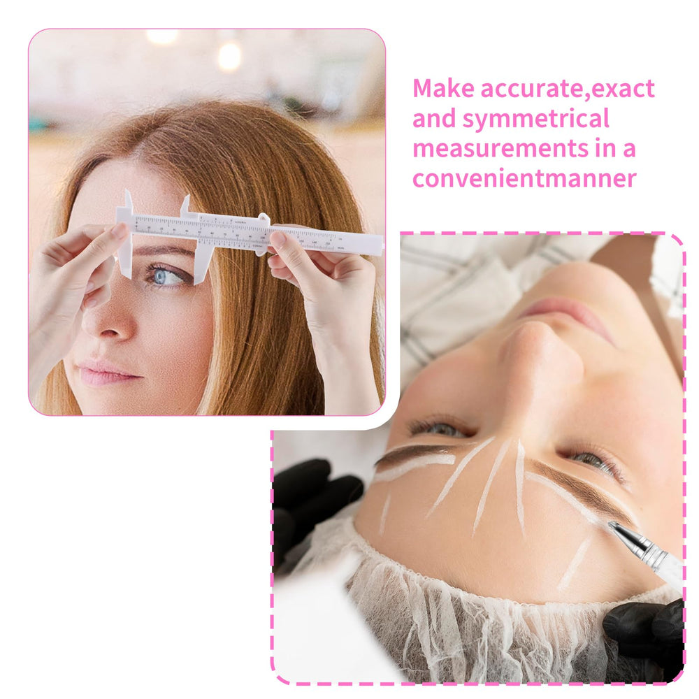 Abeillo ruler beside pen showing measurement feature for symmetrical brows