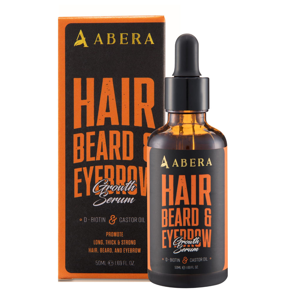 ABERA front packaging showing bottle and roller, clear product identity and benefit
