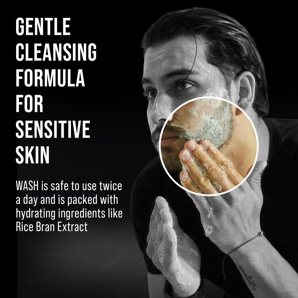 ABERA Nolan after-wash male skin showing reduced shine benefit