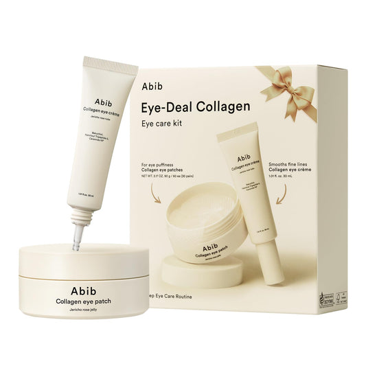 Abib front packaging showing the eye care kit, clear gift-ready presentation