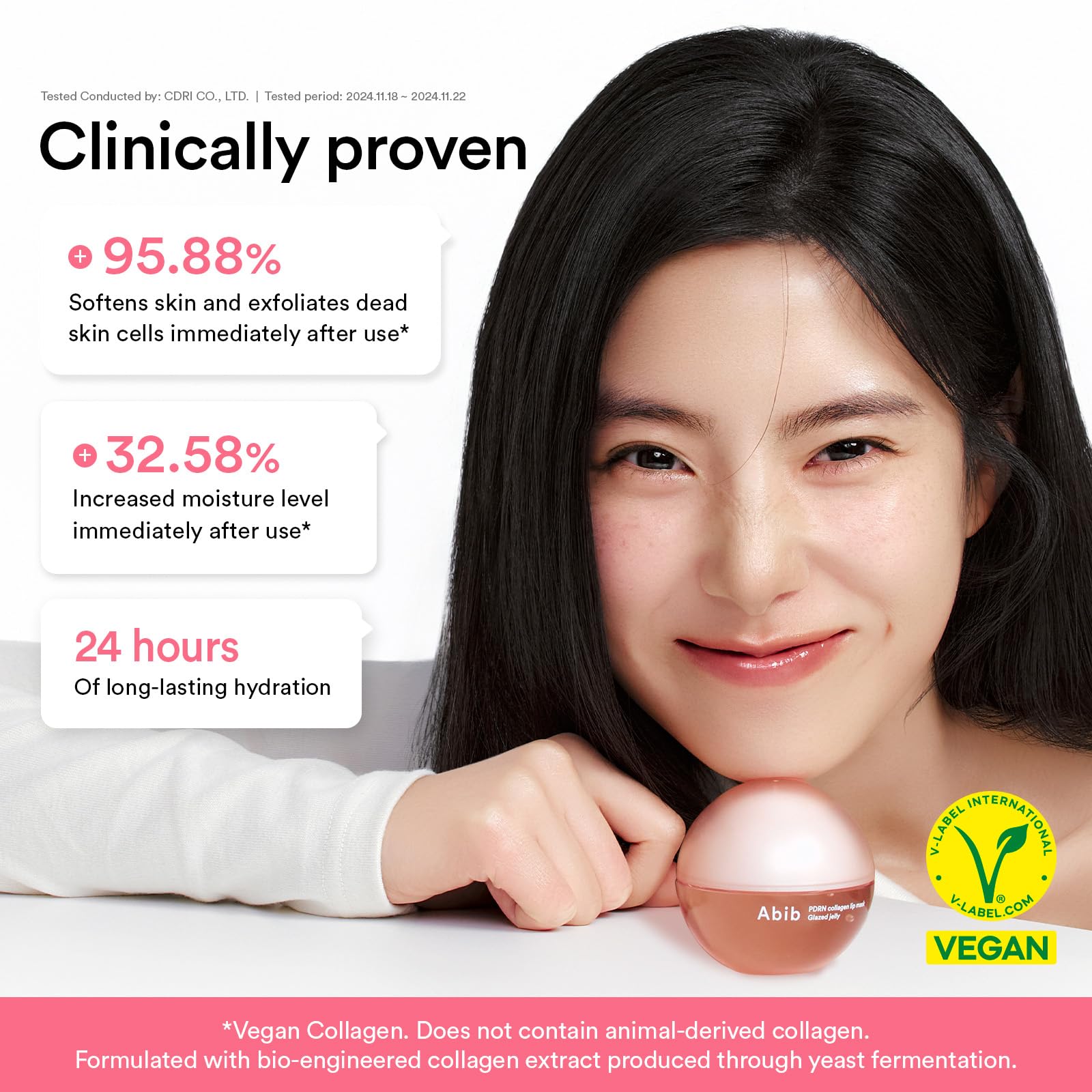 Abib glazed jelly ingredient focus highlighting PDRN and vegan collagen benefits