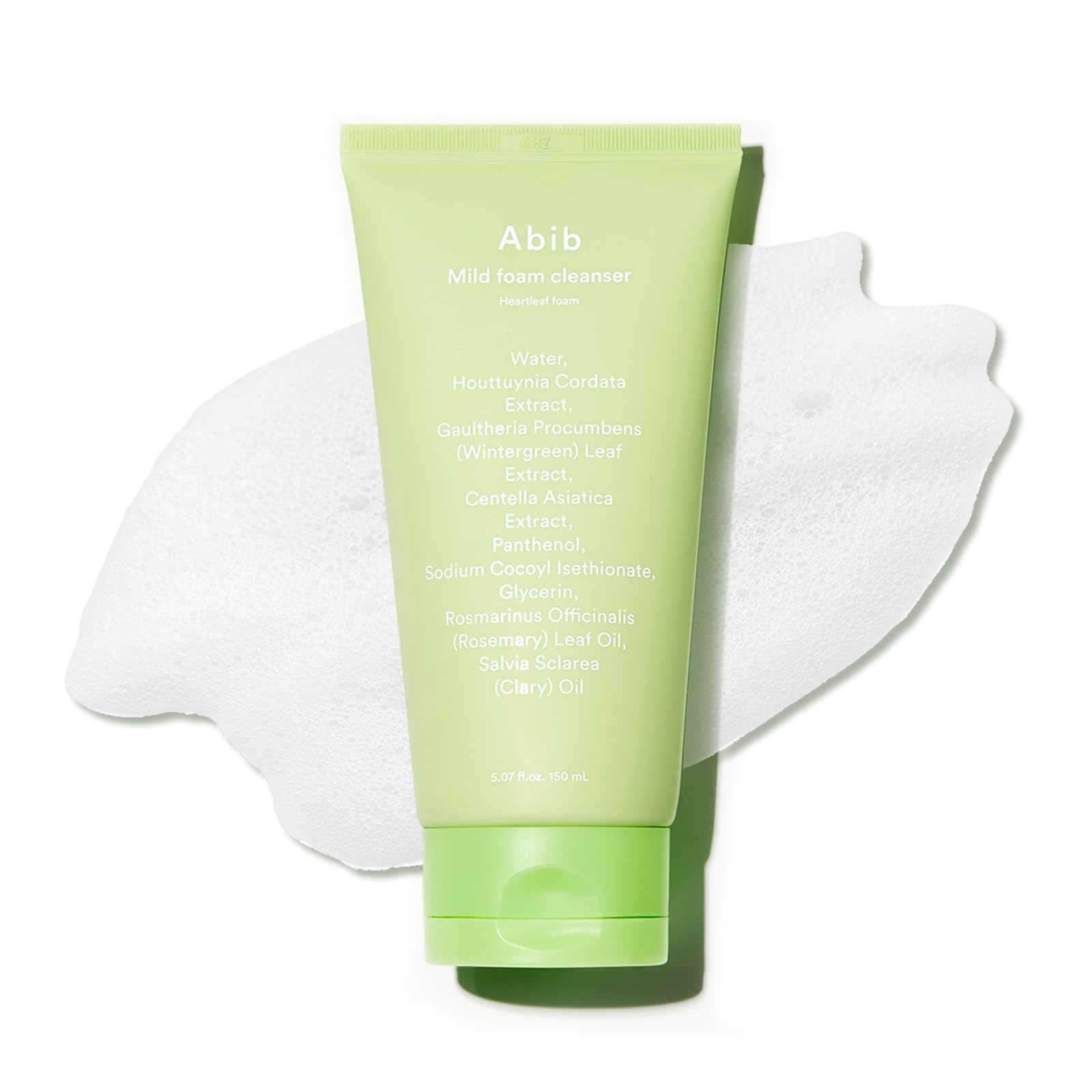 Abib Heartleaf Foam front pump bottle showing product and benefit gentle cleanse