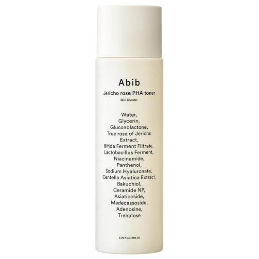 Abib bottle front view showing packaging and product benefit of gentle exfoliation