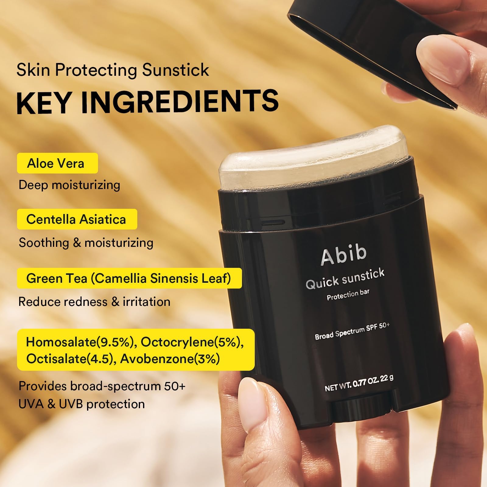 Abib sunstick open with visible balm for quick target application