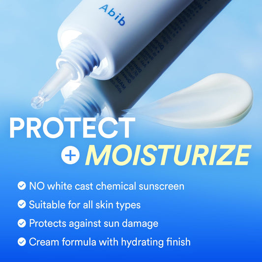 Abib watery sunscreen texture on fingertip demonstrating absorption