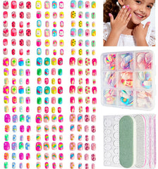 ABOLINE front packaging showing full kids press-on nail kit benefits