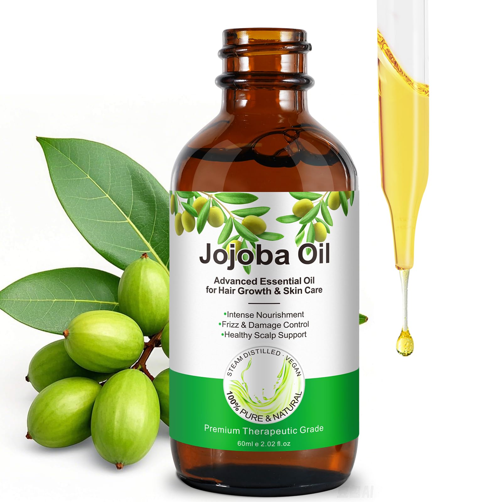 ABOUSHE front bottle showing label and lightweight oil benefits