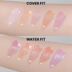 about tone model applying blush to cheek demonstrating natural semi-matte finish