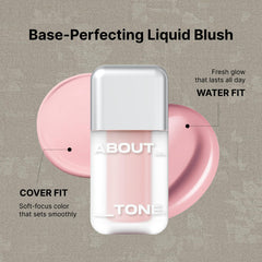 ABOUT TONE texture swipe on paper showing creamy pigment and blendable finish