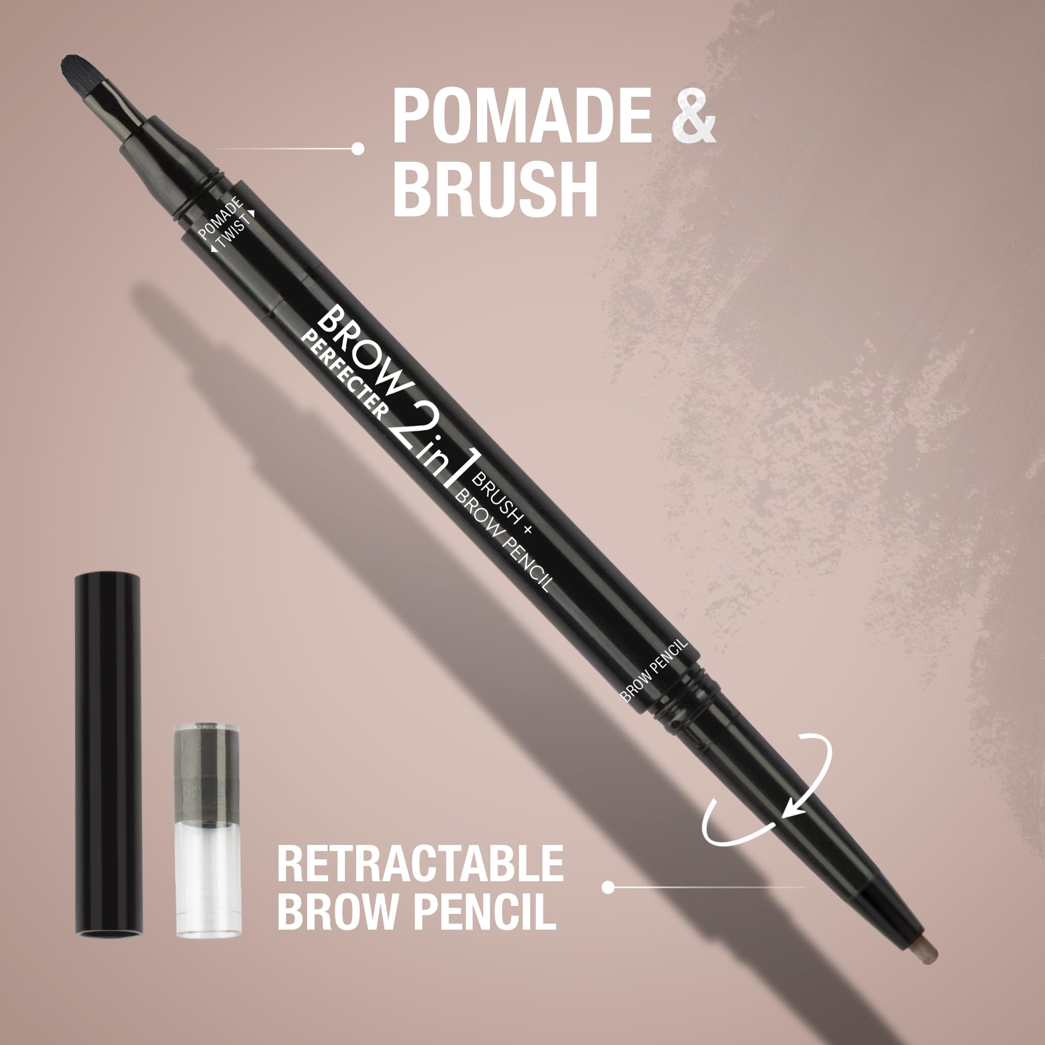 Absolute New York brow tool in use applying product to eyebrow for quick on-the-go touch-up