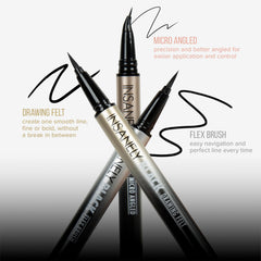 Absolute New York liquid eyeliner on eye demonstrating bold black wing