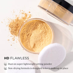 Absolute New York close-up powder texture showing fine milled finish, smooth application benefit