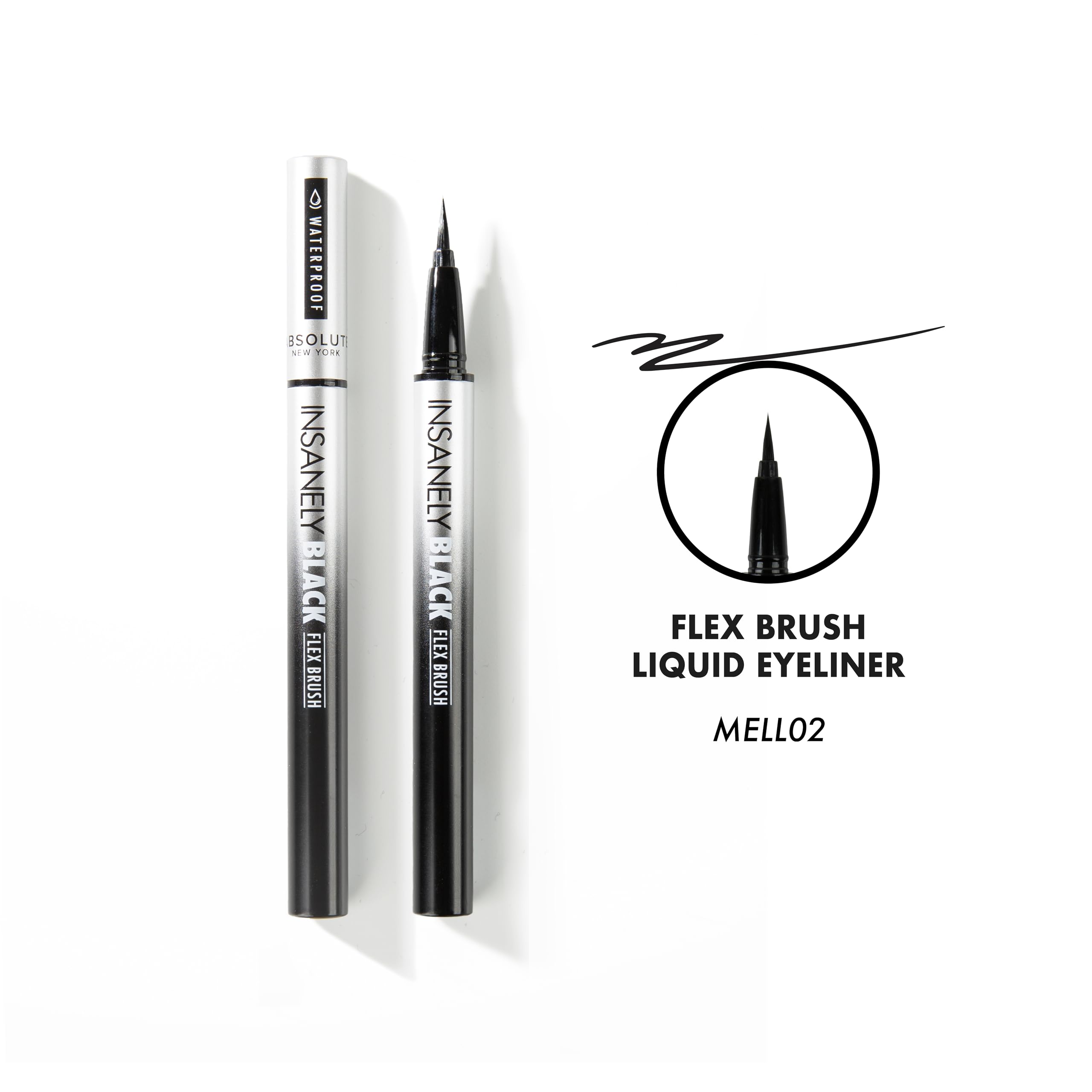Absolute New York single black stroke swatch demonstrating intense pigment payoff