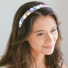 ACEDRE headband beside ruler to illustrate 56cm size and stretchy fit benefit