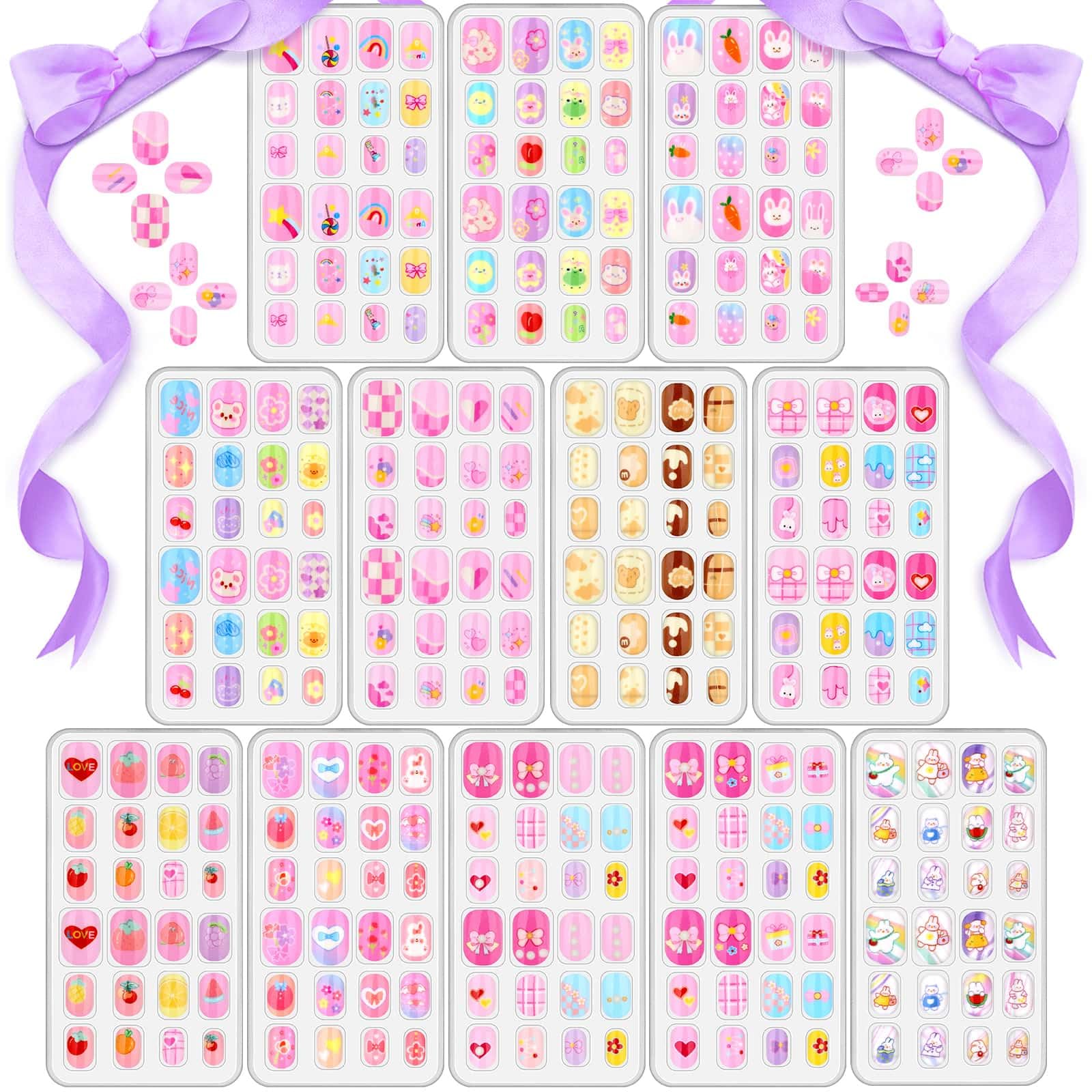 Acejoz front packaging showing 288-piece kids nail set and colorful artwork helping selection