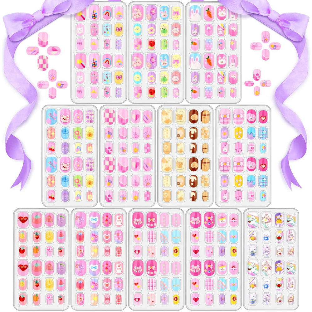Acejoz front packaging showing 288-piece kids nail set and colorful artwork helping selection