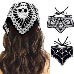 Acenail front view of black skull bandanas showing set and pattern benefits