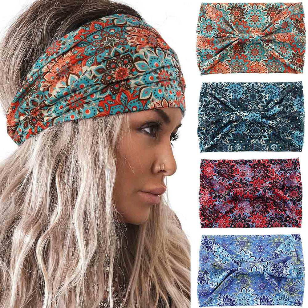 Acenail front view of floral 4-pack headbands showing colors and style benefit