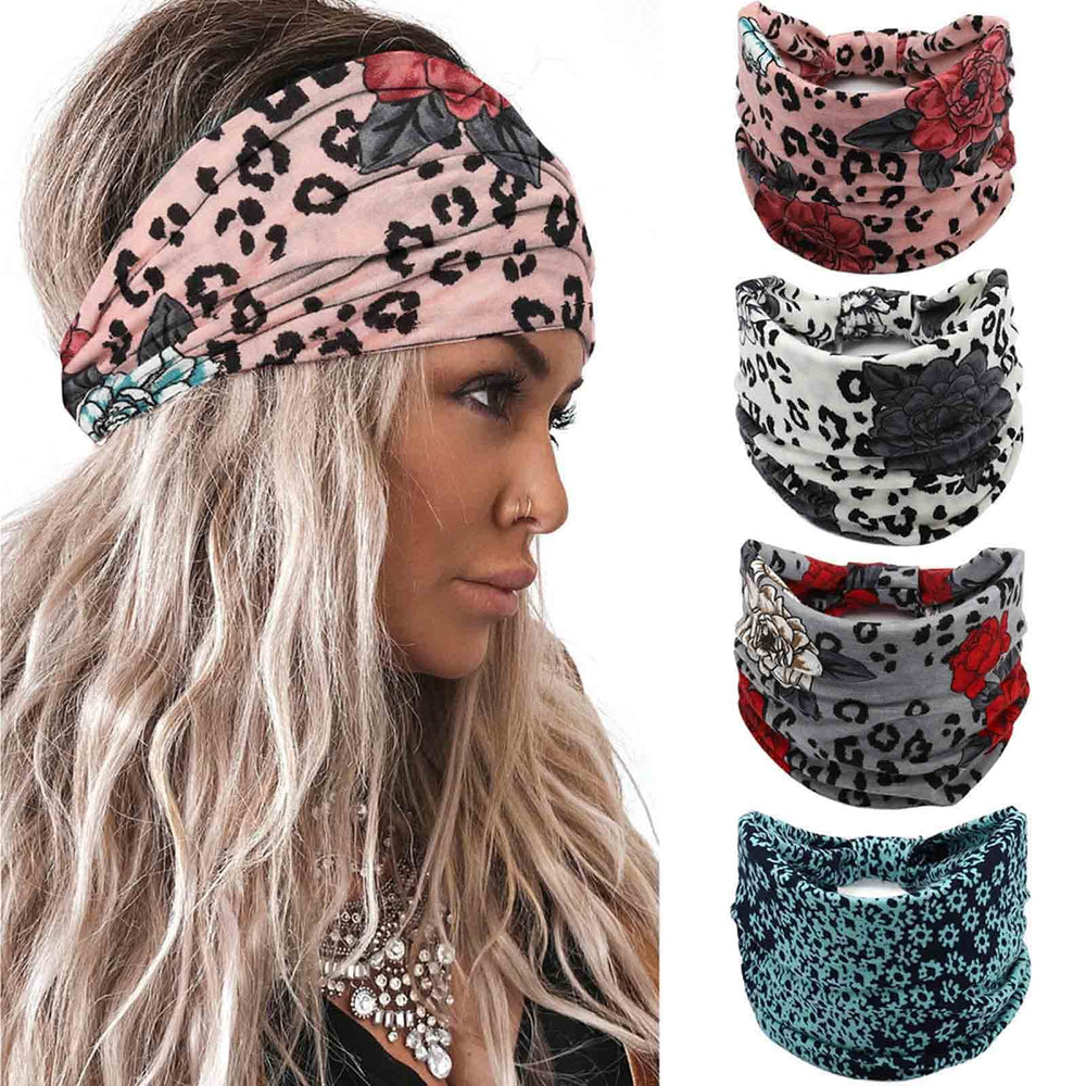 Acenail front view of four headbands showing colors and patterns for styling
