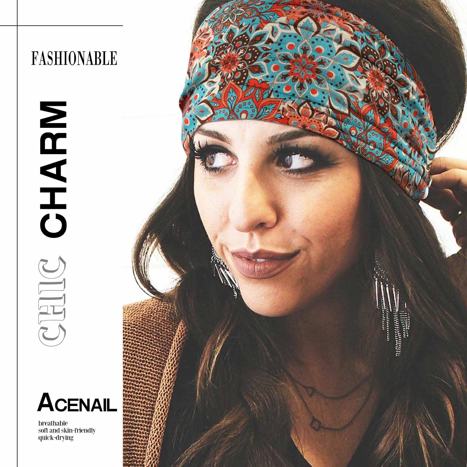 Acenail headband worn during yoga demonstrating non-slip sweat control