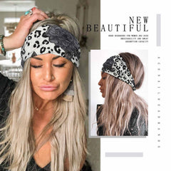 Acenail headband worn by model during yoga for secure sweat control