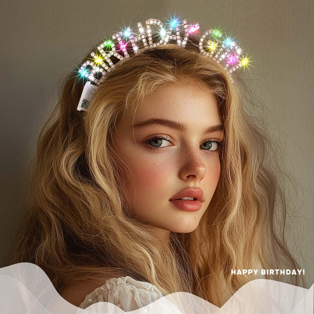 Aceorna crown worn on curly hair emphasizing standout party visibility