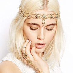 Aceorna headpiece in outdoor festival scene showing radiant photo-ready shine