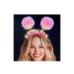 Aceorna front view of pink LED headband showing crown detail and celebration appeal