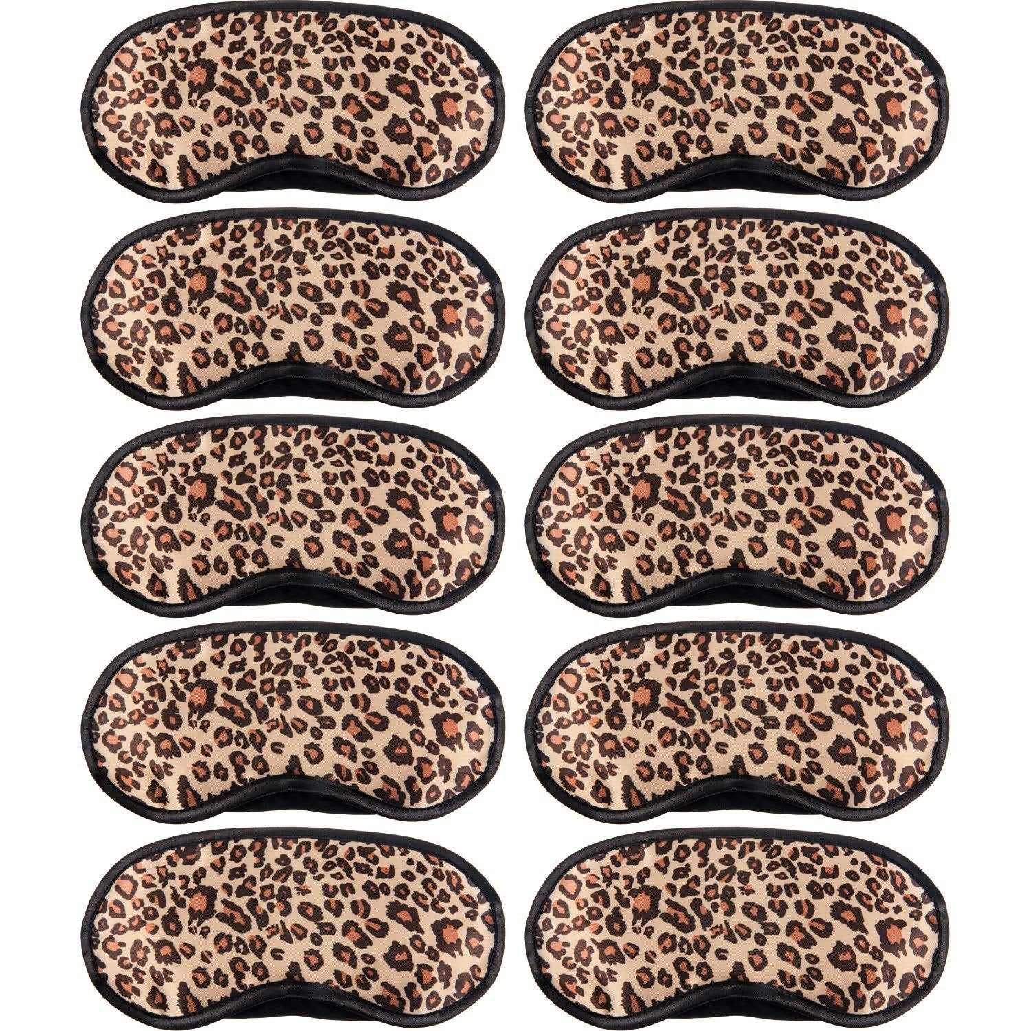 Acfun leopard sleep mask front view showing full coverage and stylish print for travel comfort