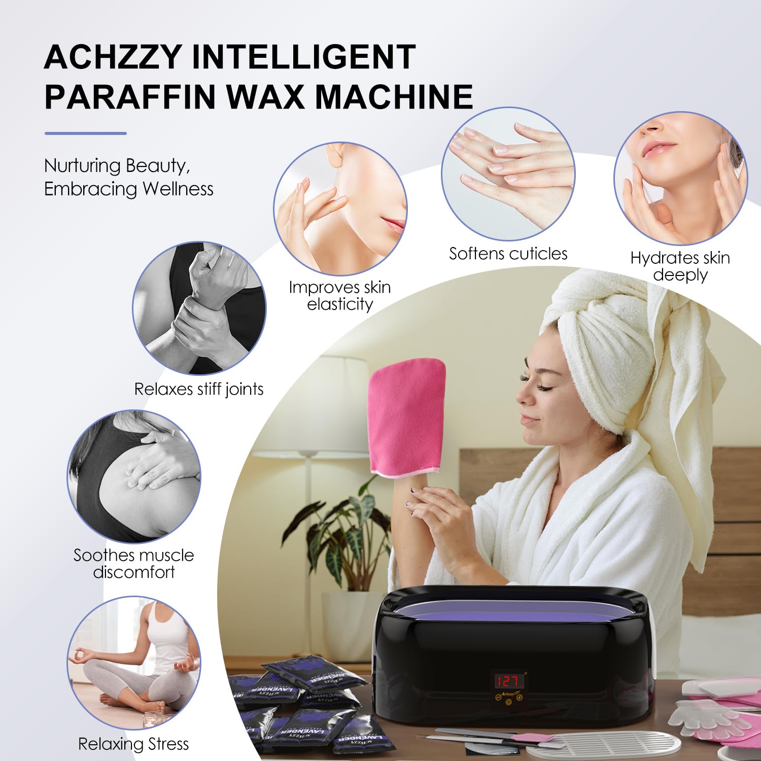 Achzzy beside measuring cup showing 4000ml capacity for multiple treatments benefit