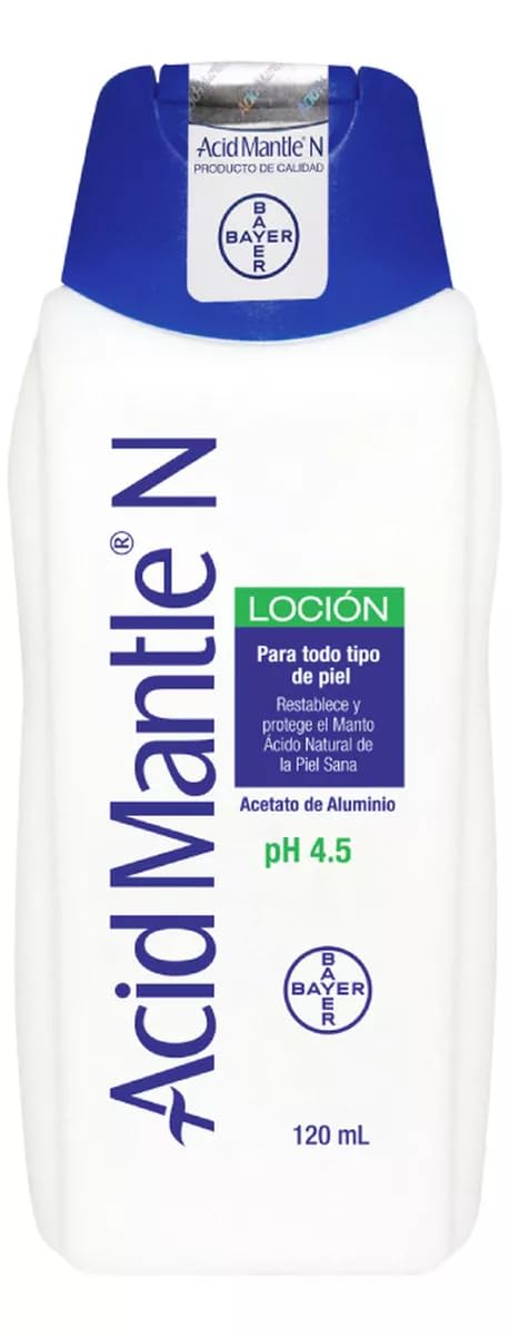 Acid Mantle N front bottle shot showing label and compact 120 ml size, promotes barrier support