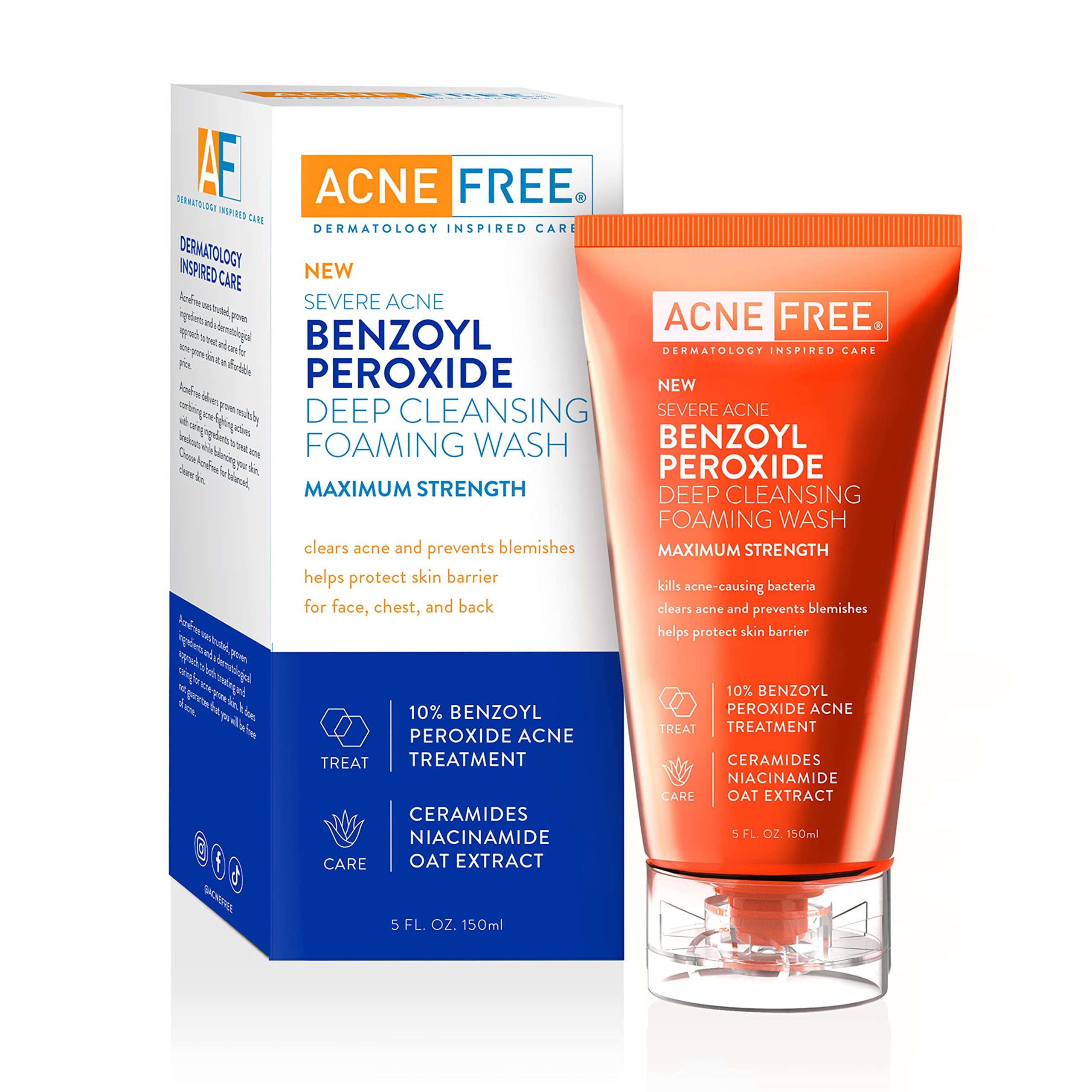 AcneFree bottle front packaging showing product and benefits