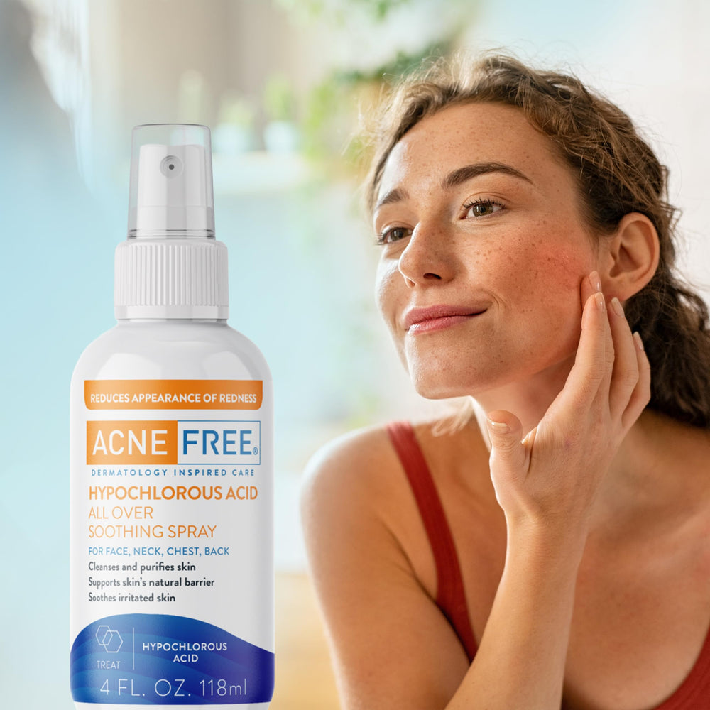 AcneFree close-up nozzle detail highlighting gentle mist delivery