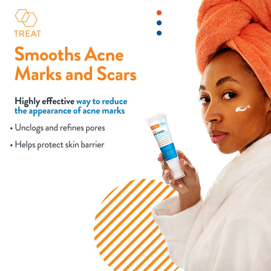 AcneFree dropper dispensing clear serum, showing lightweight texture and hydration