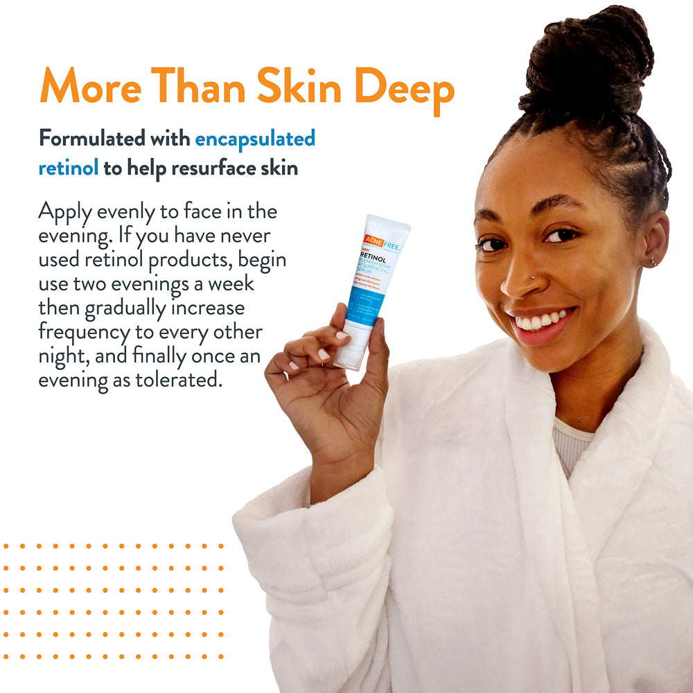 AcneFree serum on fingertip demonstrating smooth texture for easy application