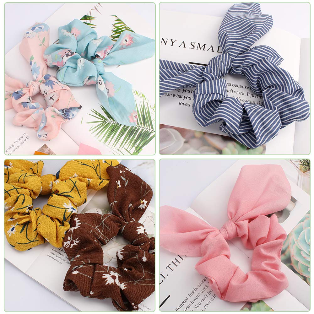 ACO-UINT scrunchie with bow being removed to show detachable design versatility