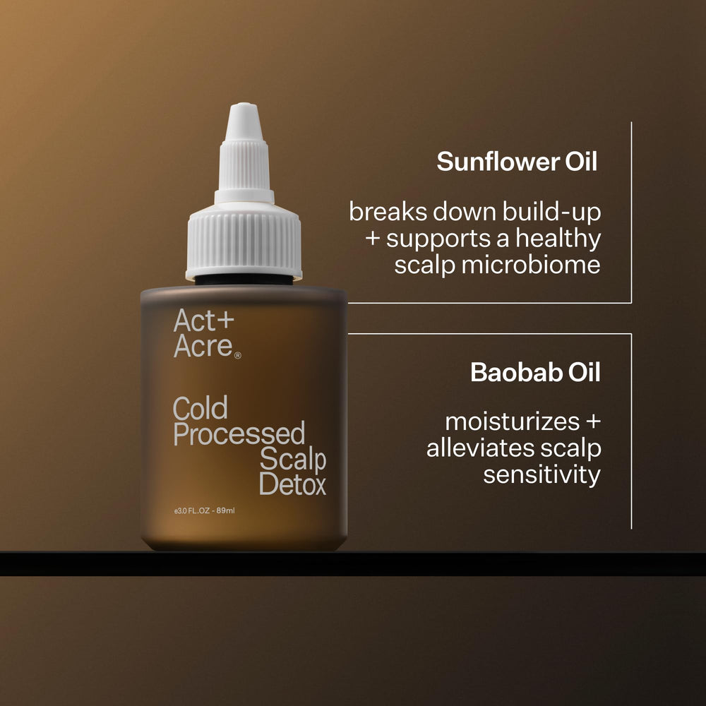 ACT+ ACRE pipette dispensing oil to measure precise pre-shampoo treatment amounts