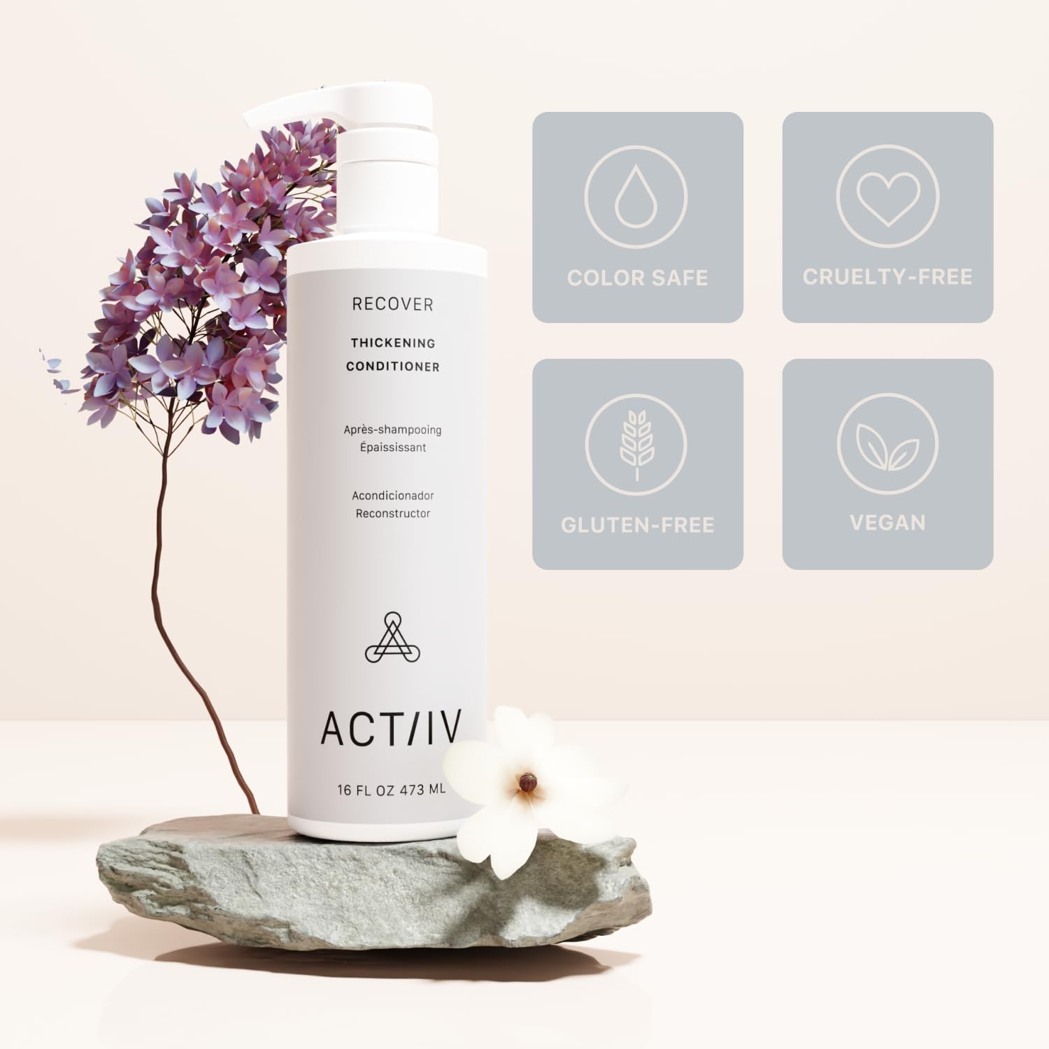 ACTIIV conditioner used after shampoo demonstrating improved manageability benefit