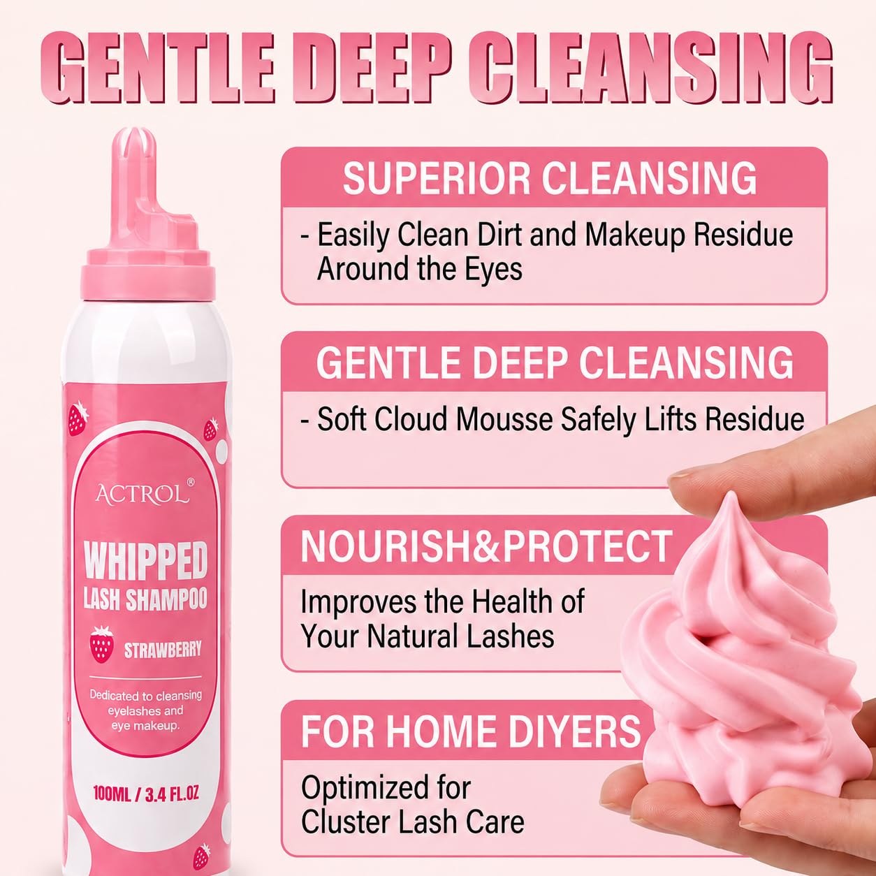 ACTROL closeup of whipped foam texture showing dense lather benefit