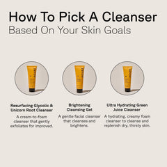 Acure before and after visual indicating brighter-looking skin benefit