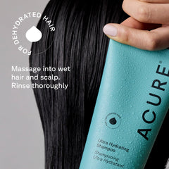 Acure bottle on bathroom shelf lifestyle scene conveying everyday clean-beauty use