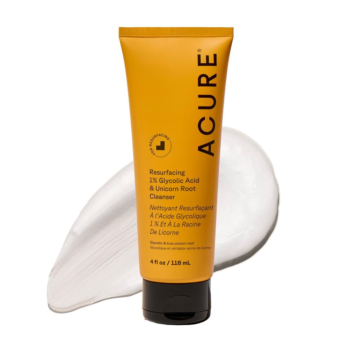 Acure front bottle showing product and brightening benefit