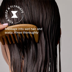 Side-by-side before and after hair showing Acure smoothing and frizz reduction benefit
